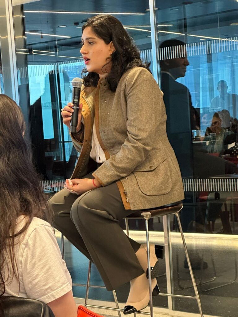 Jahnavi Kumari Mewar addressing at a Forbes Event